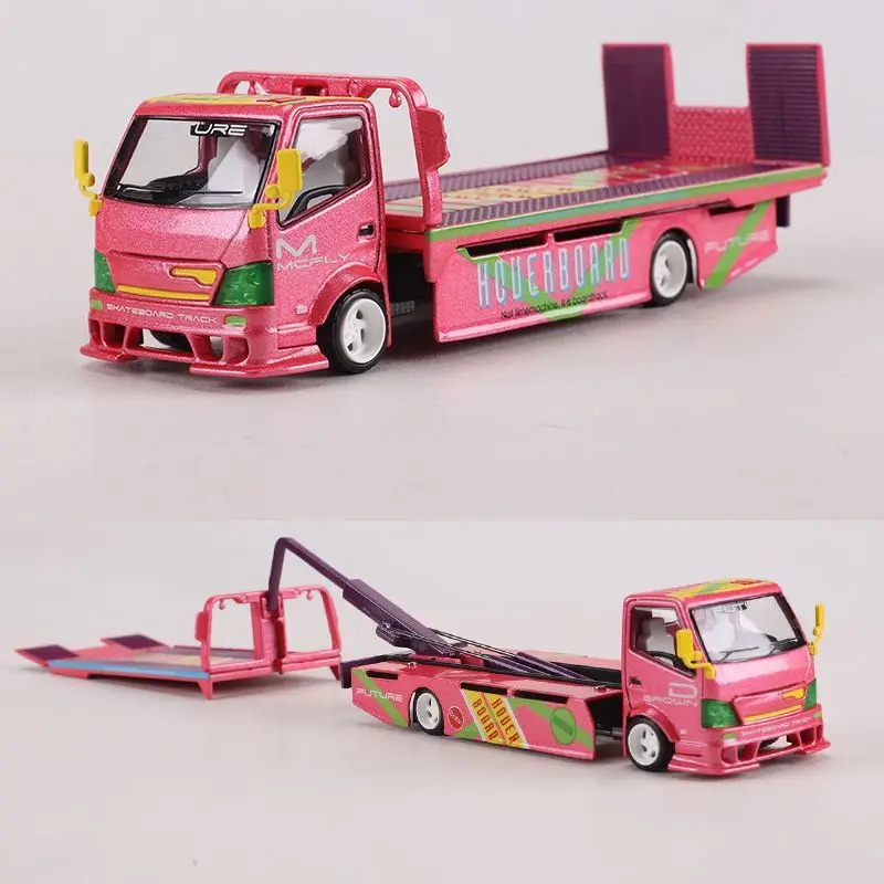 Фото Металлическая модель грузовика-трейлера Coor Car 1:64, масштаб 300, с платформой для перевозки, из сплава №2
