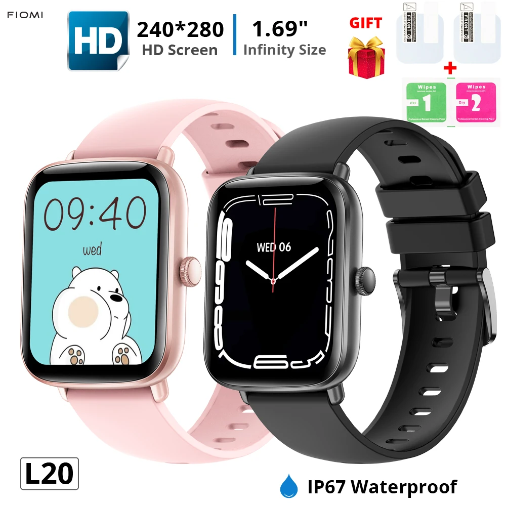 

FIOMI L20 Smart Watch Men 1.69 inches HD Smart Bracelet X35 Women Watches Blood Pressure Heart Rate Waterproof sports pedometer