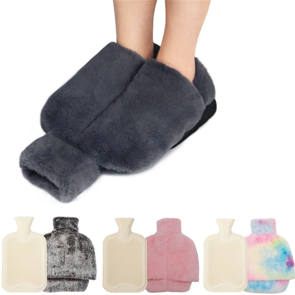 

Winter Warm Fur Hot Water Bag Bottle Cloth Cover 2 Liters Rubber Warm Kid's Hand Warming Bag Solid Household Feet Warming Bottle