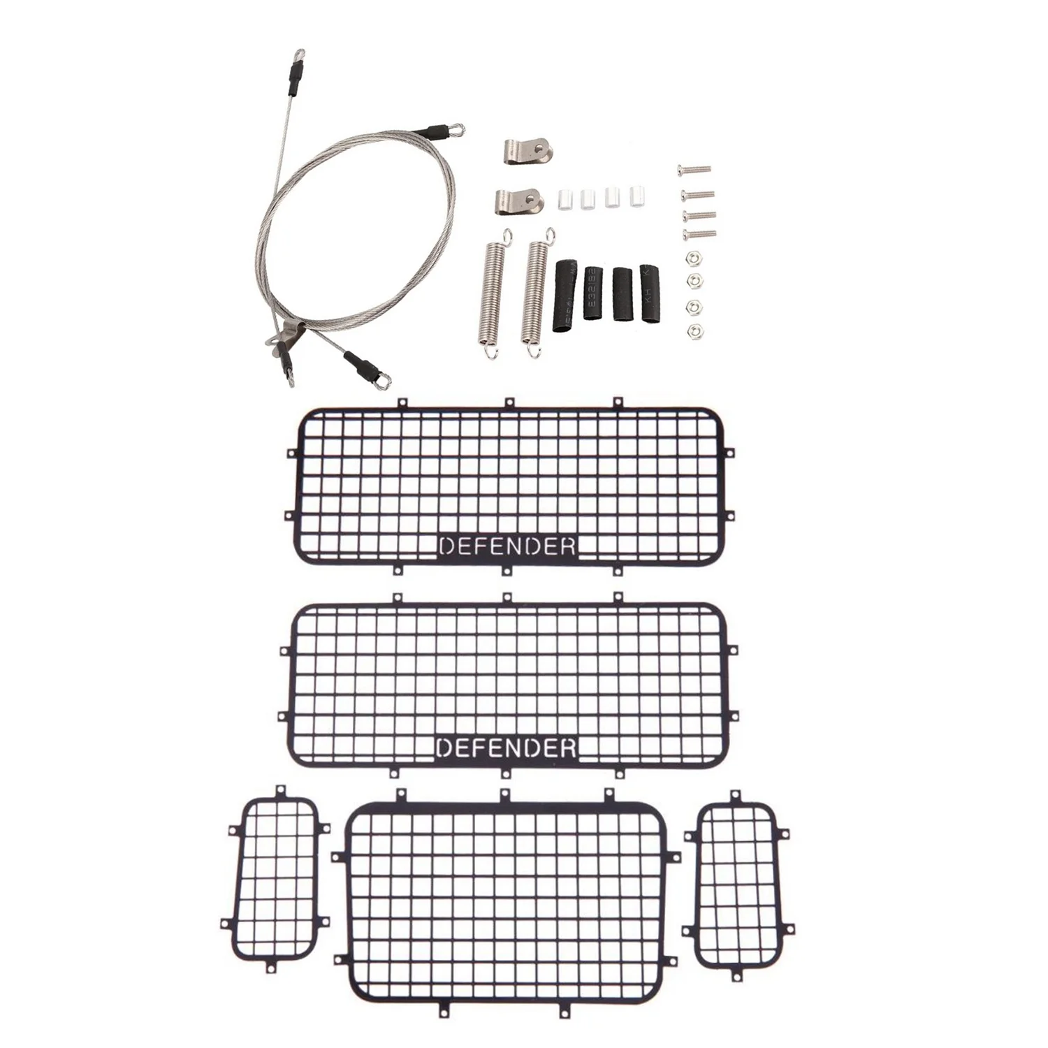 

1X Rc Car Modified Part Steel Rope For 1/10 Rc Crawler Traxxas Trx-4 & 5Pcs Metal Window Mesh For 1/10 Traxxas Trx-4