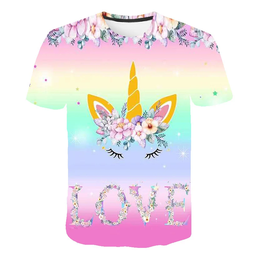 

Детская летняя футболка с единорогом для мальчиков и девочек, футболки с мультяшными играми в стиле Харадзюку, Детская футболка с принтом д...