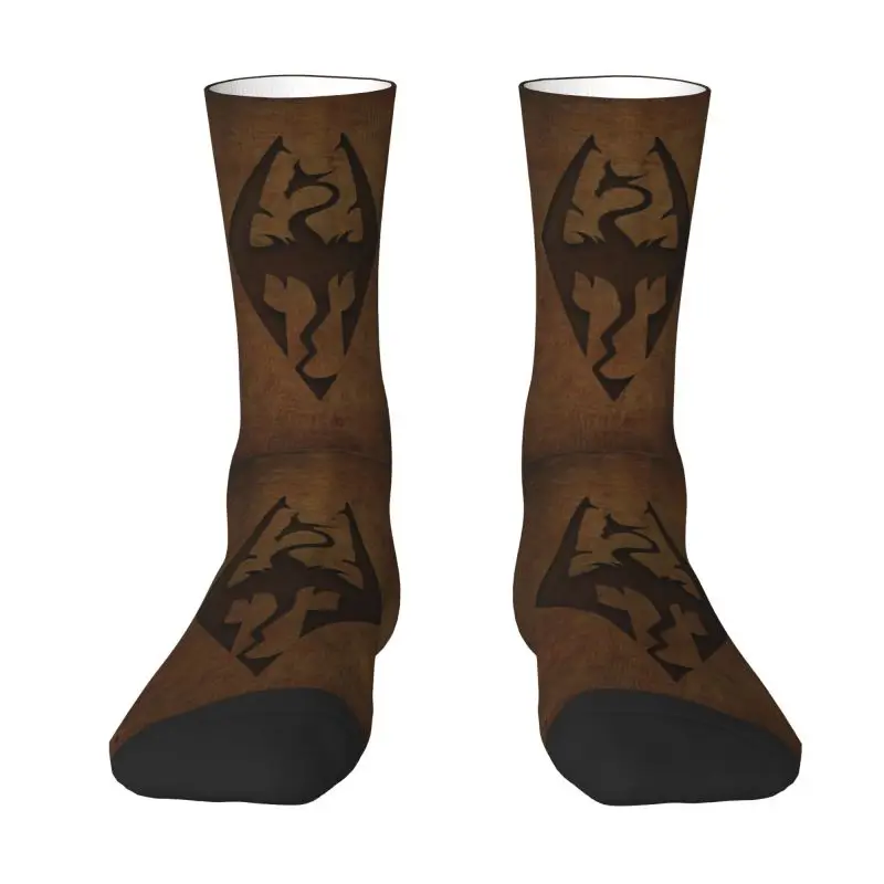 

Skyrim Worn Leather Emboss Men's Crew Socks Unisex Fun 3D Printed Dress Socks