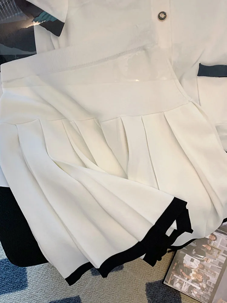 Элегантный комплект французской одежды из двух предметов однобортный вязаный