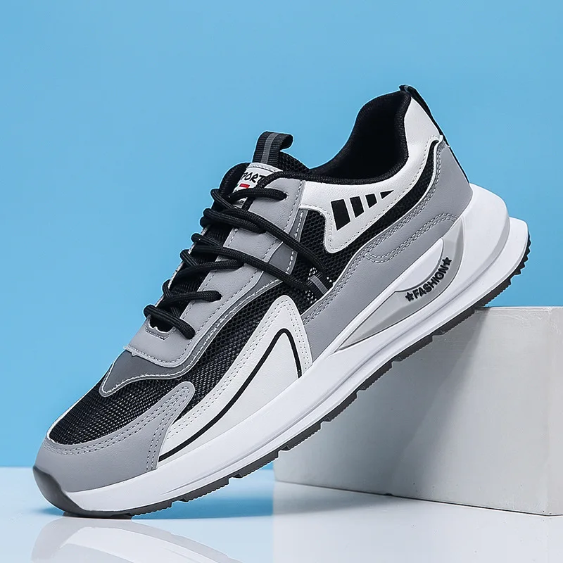 Men's mesh Sneakers 2022 Summer Lightweight Breathable Refreshing Sports Shoes Thick-soled Height-Enhancing walking Daddy Shoes