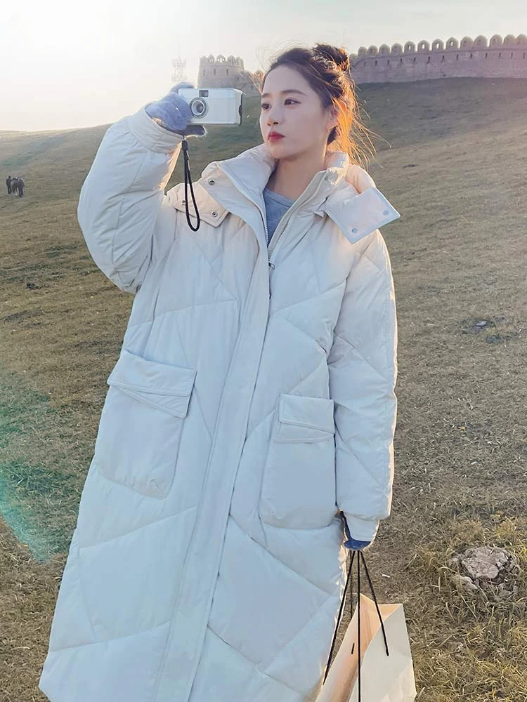MEILLY DOLPHIN New Students Snow Wear Winter Puffer Jacket Women Warm Long Loose Down Jacket Parkas Hooded Cotton Coat Outwear