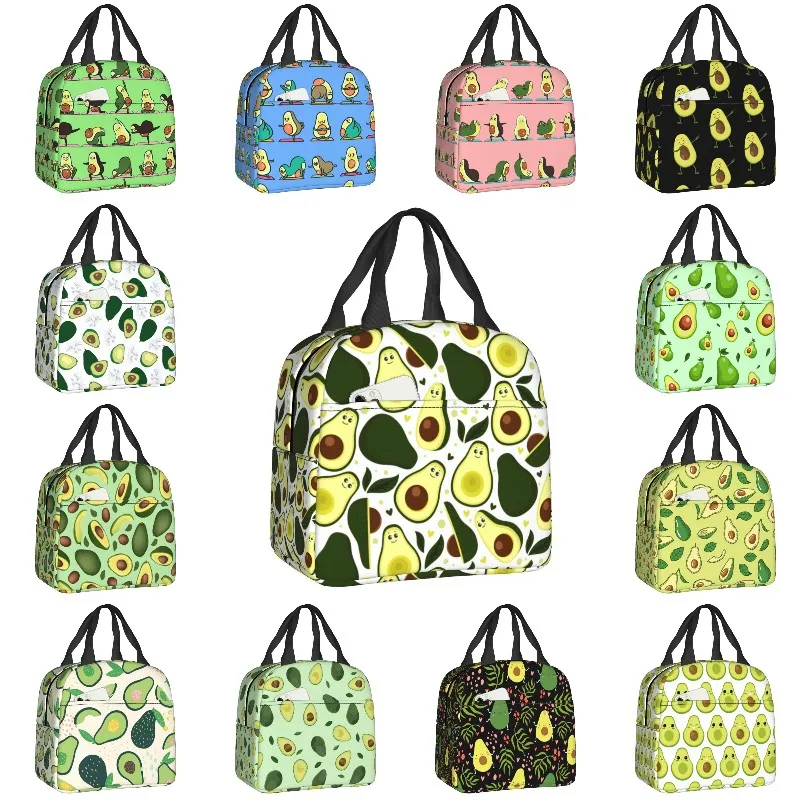 Vegan Fruit Avocado Print Insulated Lunch Tote Bag for Women Cooler Thermal Food Lunch Box For School Work Travel Picnic Bags