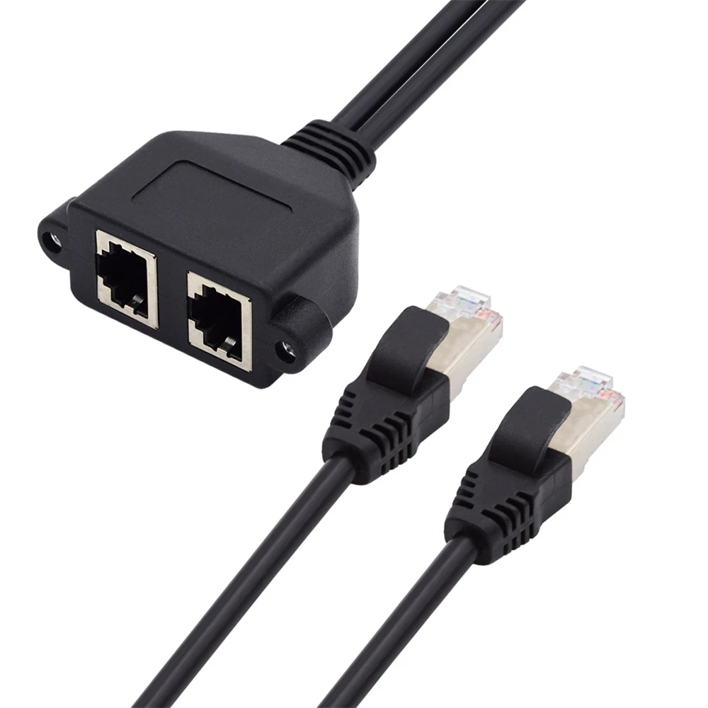 

8P8C FTP STP with Panel Mount Holes Male to Female Lan Ethernet Network Extension Cable Dual Ports UTP Cat6