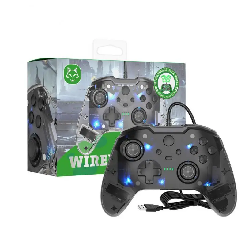 

For Series Lighting Gamepad Transparent Wired Controller High Quality For One Turbo Function Wired Game Controller