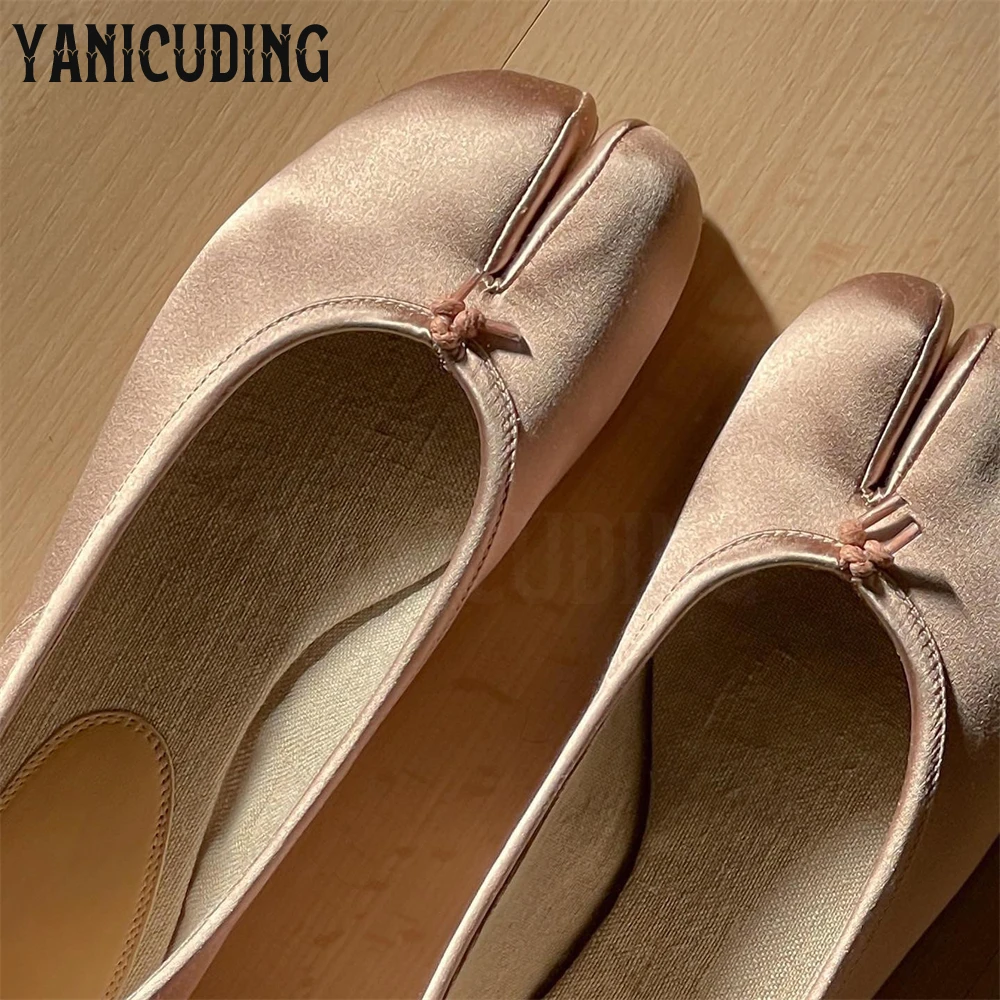 Атласные балетки Tabi новинка дизайнерская стильная обувь на плоской подошве для