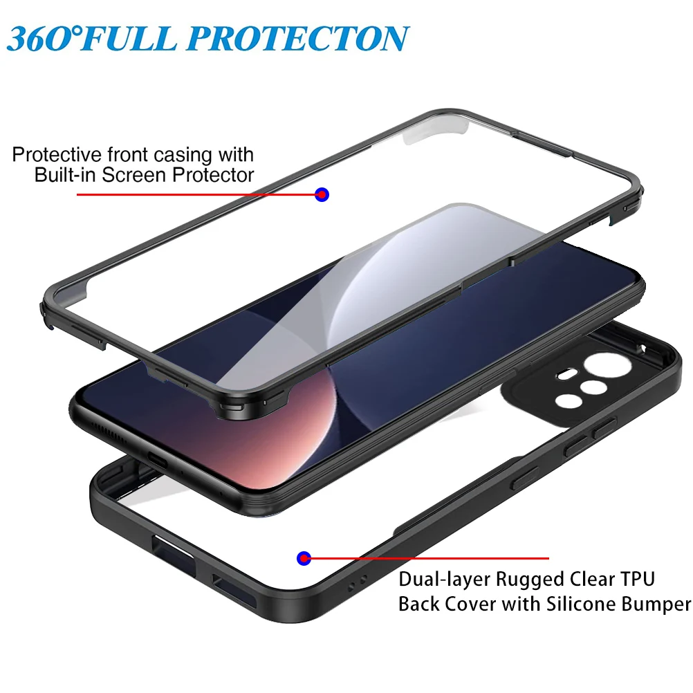 360 полноразмерный противоударный чехол для телефона Xiaomi 12 11T 11i 11X 11 Lite Redmi Note 11E Pro