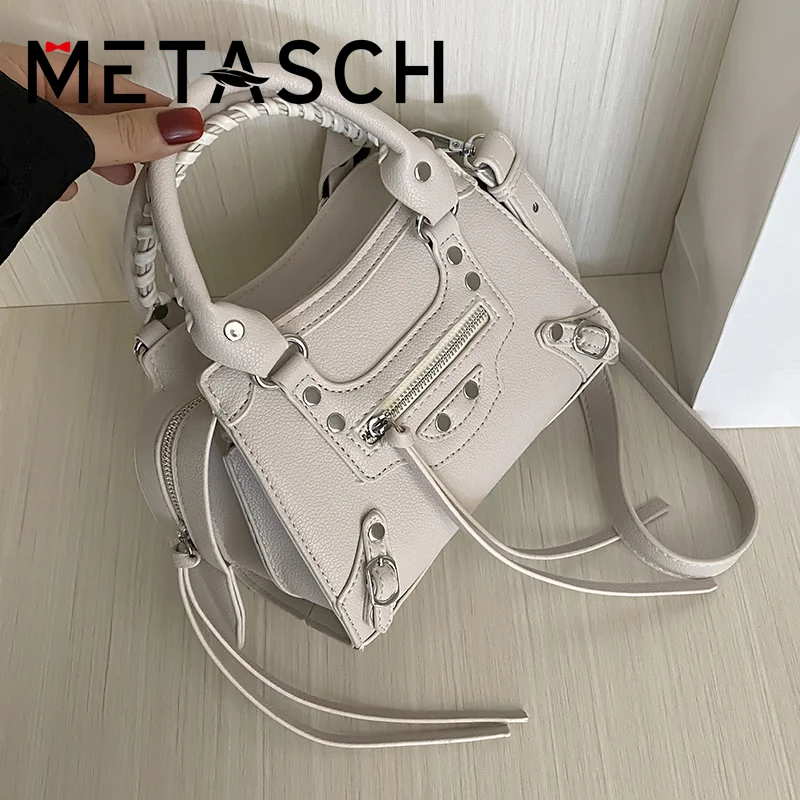 

METASCH Luxury Brand Women Bag Rivet Tassel 2022 Handbags Casual Lady Shoulder Bag Design Vintage Satchels Lady Crossbody Bag
