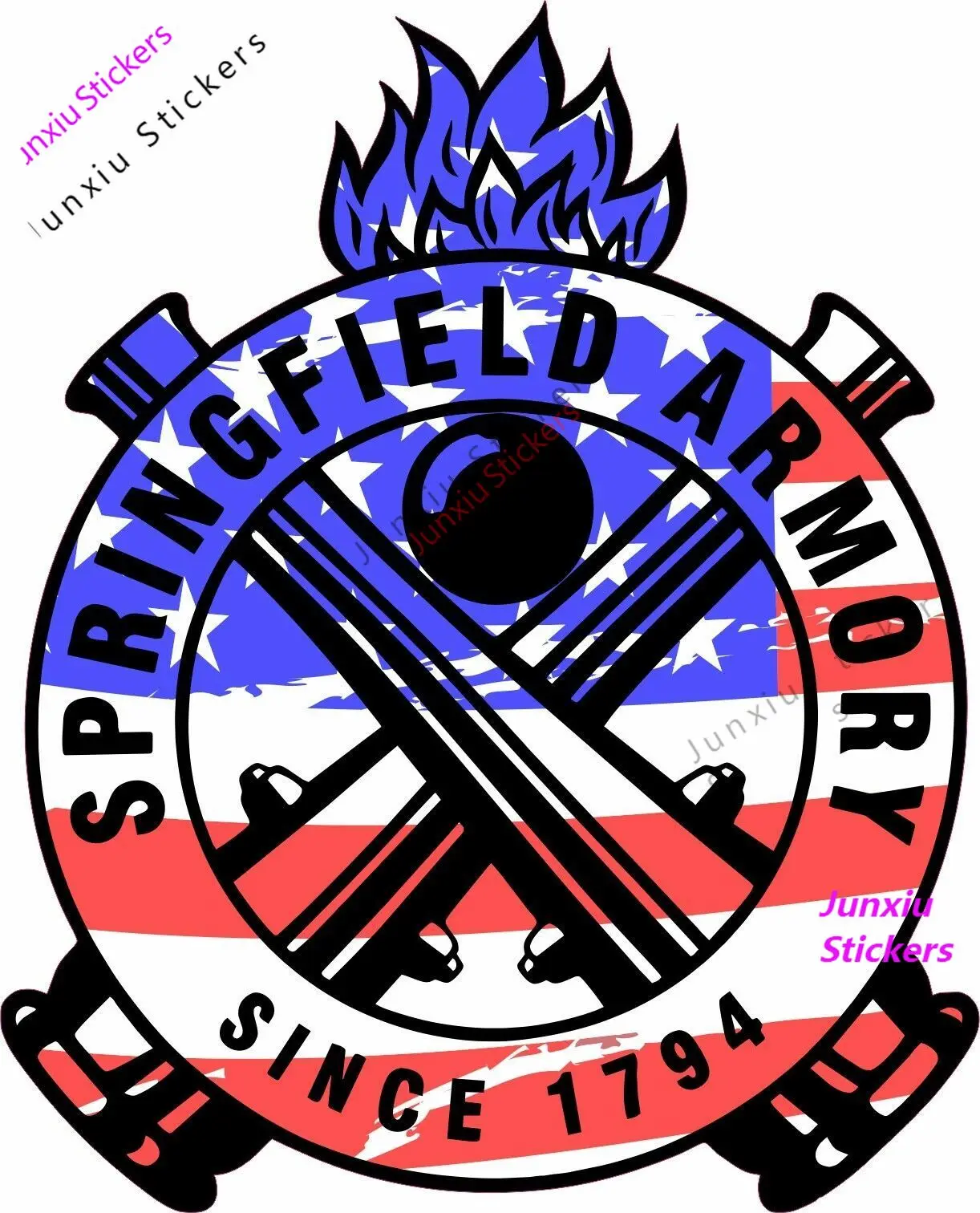 

Custom Printing Springfield Armory USA Flag 2ND Amendment Bumper Sticker Vinyl Decal Car Decoration Accessories Glue Sticker KK
