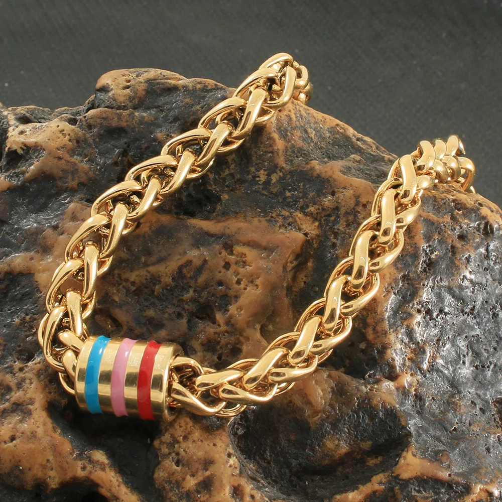 Индивидуальные простые ювелирные изделия из нержавеющей стали, золотистый браслет BRYZ116