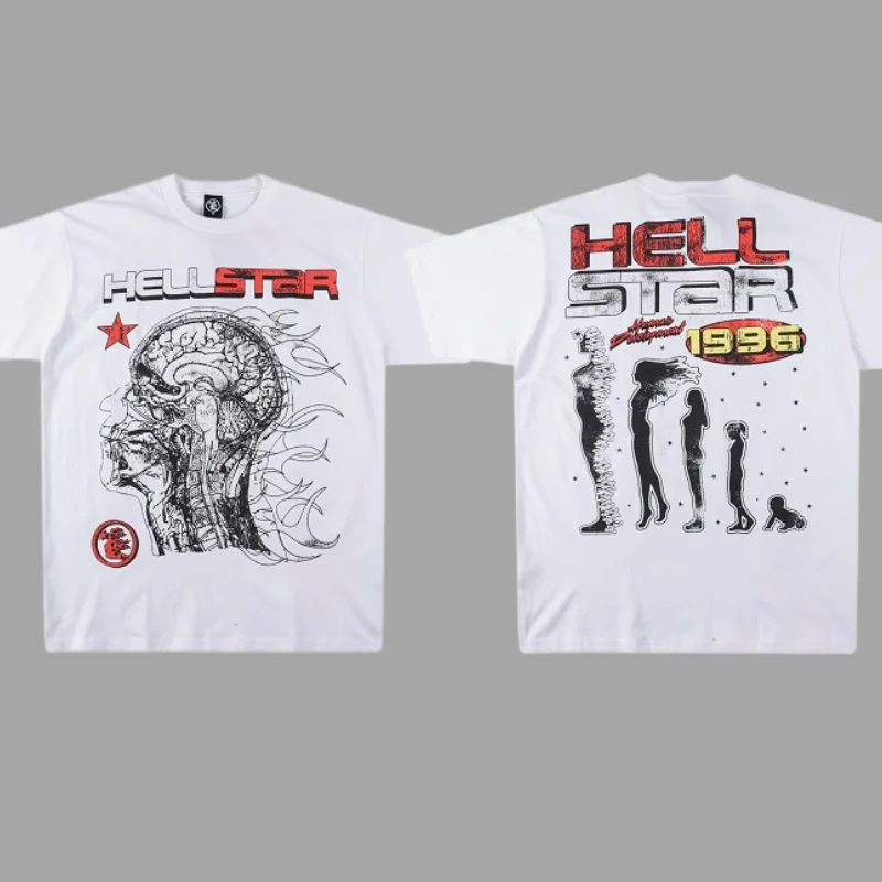 

23SS Hellstar T Shirts HIP HOP Rapper Facial Structure Print Short Sleeve T-shirt for Men Women