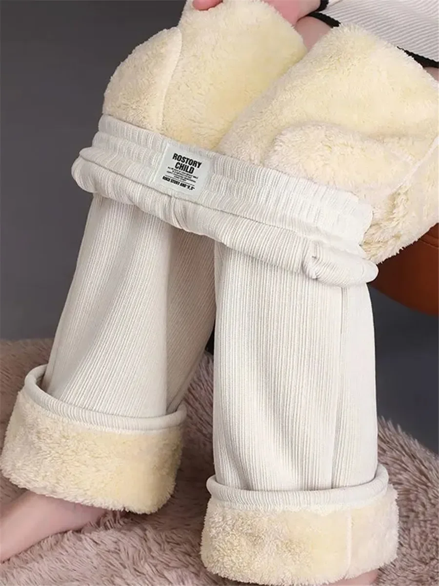 

Зимние широкие брюки с флисовой подкладкой, повседневные утепленные мешковатые теплые спортивные брюки, женские корейские флисовые брюки с высокой талией