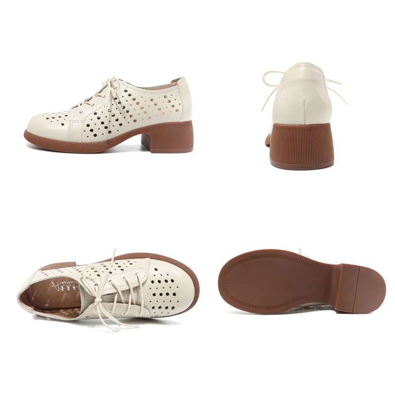 Spring and Summer 2023 Small Leather Shoes Large Size women's Shoes White Casual Breathable Hollow Single Shoe Sandals Soft