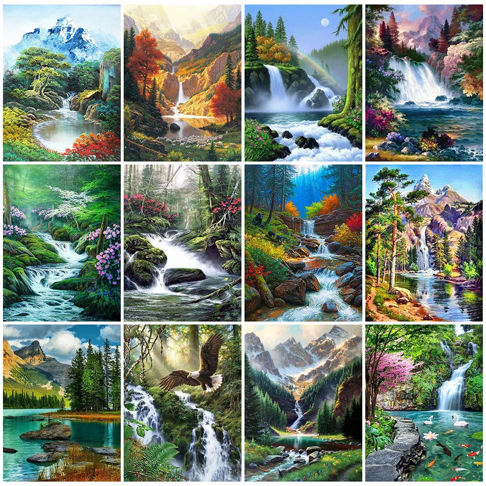 

Алмазная 5D картина «сделай сам» EverShine, мозаика из страз «Водопад», полноразмерный пейзаж, вышивка крестиком, картина из гор, настенное искус...