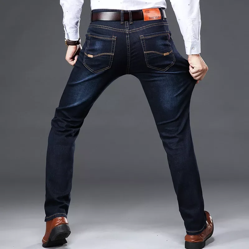 New2022 44 Spring and Autumn New Classic Men's Large Size Jeans Fashion Business Casual Stretch Slim Black Blue Men's Br