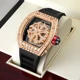 Luxury Tonneau Shape Men's Quartz Watch Hollow Back Shell Inlaid Rhinestone Dial Design PU Strap Man Hip Hop Wristwatch Gift New Other Image
