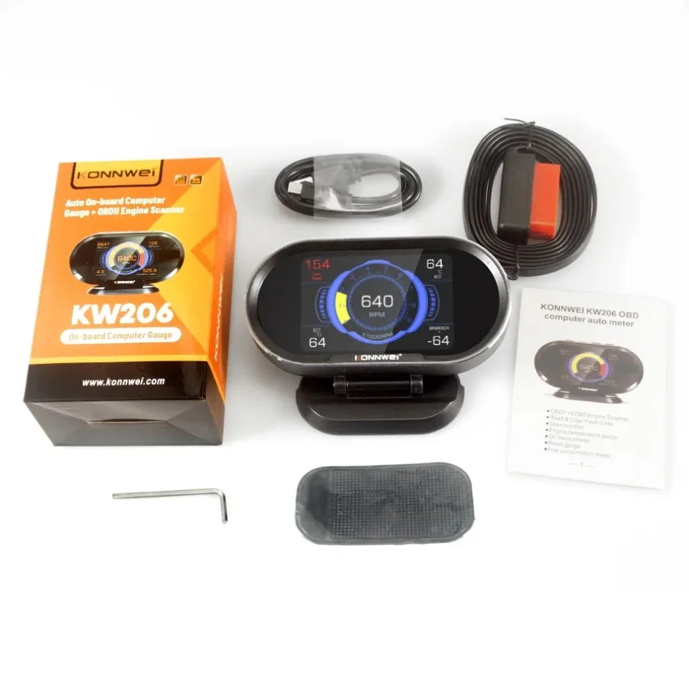 Фото KONNWEI KW206 OBD2 бортовой компьютер авто цифровой OBD 2 сканер потребление топлива датчик температуры воды дисплей №3