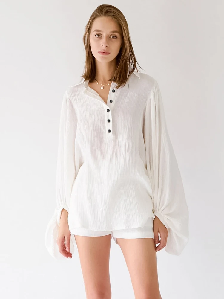 

Пижама с рукавами-фонариками и шортами, из хлопка