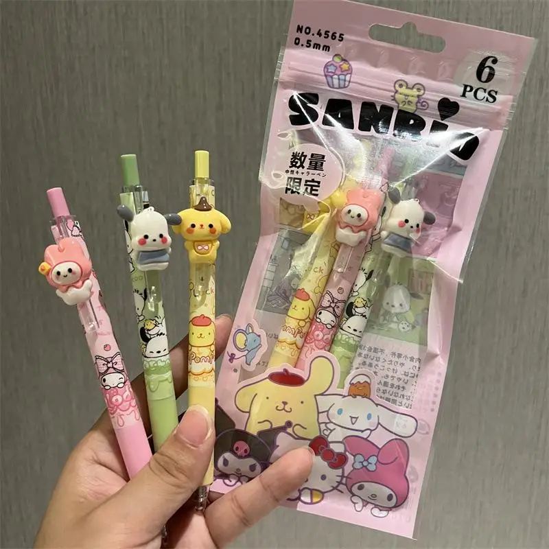 

3Pcs Kawaii Sanrio Unisex Pen Lovely Cinnamoroll Cartoon Hanging Pen Quick Drying St Black Pen Press Pen Soft Gel Pen Stationery