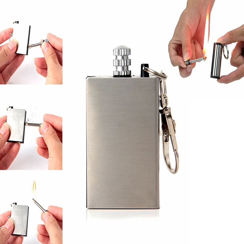 

Уличный портативный инструмент для выживания в кемпинге, Зажигалка из нержавеющей стали с кремнем