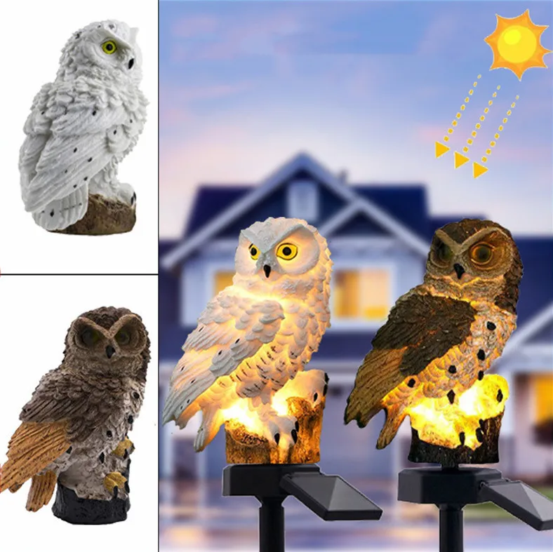 

Outdoor Solar LED Light Garden Resin Waterproof Owl Pile Simulation Animal Crafts Decorative Light Outdoor Night Light