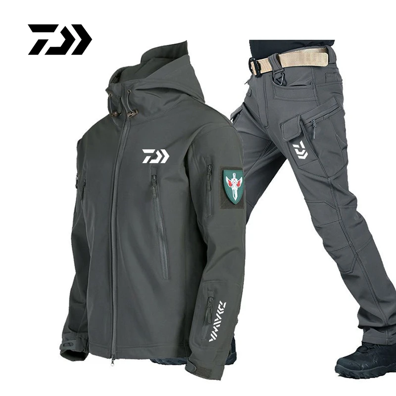 

Daiwa Autumn Winter Military Tactical Men's Jacket Set Windproof Warm Fishing Clothing Outdoor Sports Comfortable Outer Pants
