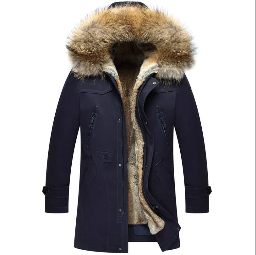 

Fashion design Men Winter Down Parkas Coats Rabbit Fur Hooded Fourrure Coat Parka classic warm Fur thickened Parkas