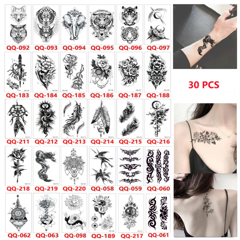 

30 шт./набор, водостойкие временные тату-наклейки для мужчин и женщин