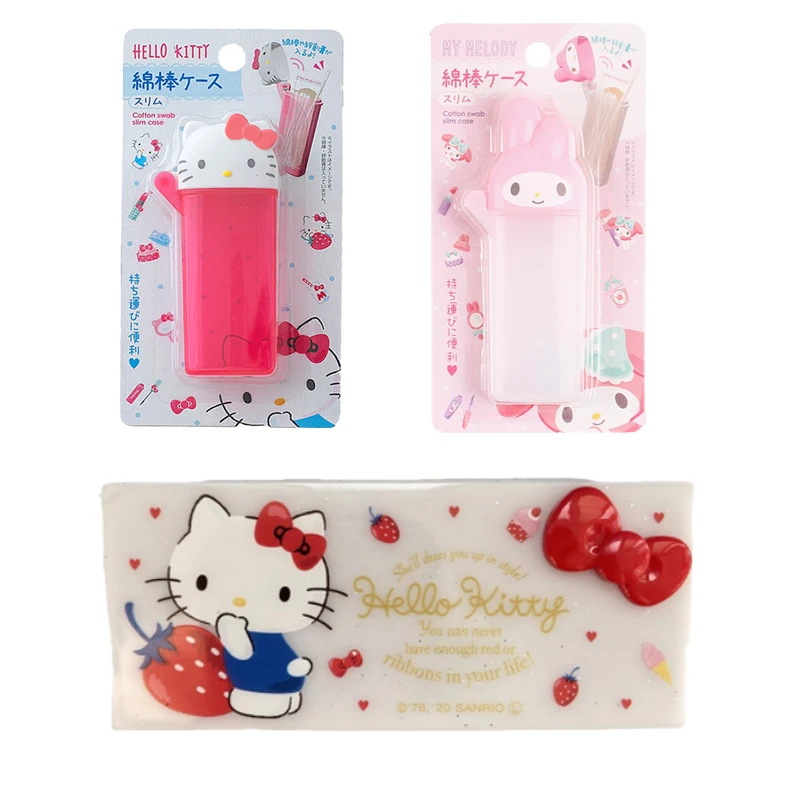 

Cartoon Sanrioed Anime My Melody Kitty Kawaii Cute Cotton Swab Floss Box Cosmetic Jewelry Band Aid Storage Box Toy Girl Gift