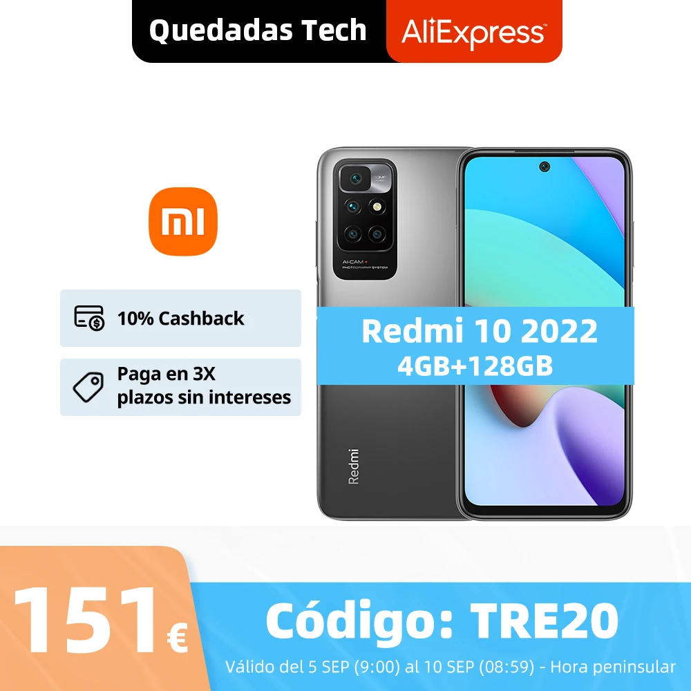 Смартфон Xiaomi Redmi 10 2022 дюйма 64 ГБ/128 ГБ 50 МП четыре AI-камеры 90 Гц дисплей MediaTek Helio G88