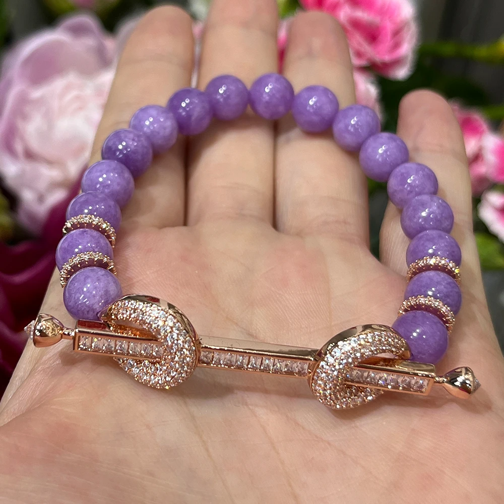 

TIRIM Chalcedony Beads Bracelet for Women Bangle Daily Wear Ceremony Engament Cocktail Party Jewelry Accessories