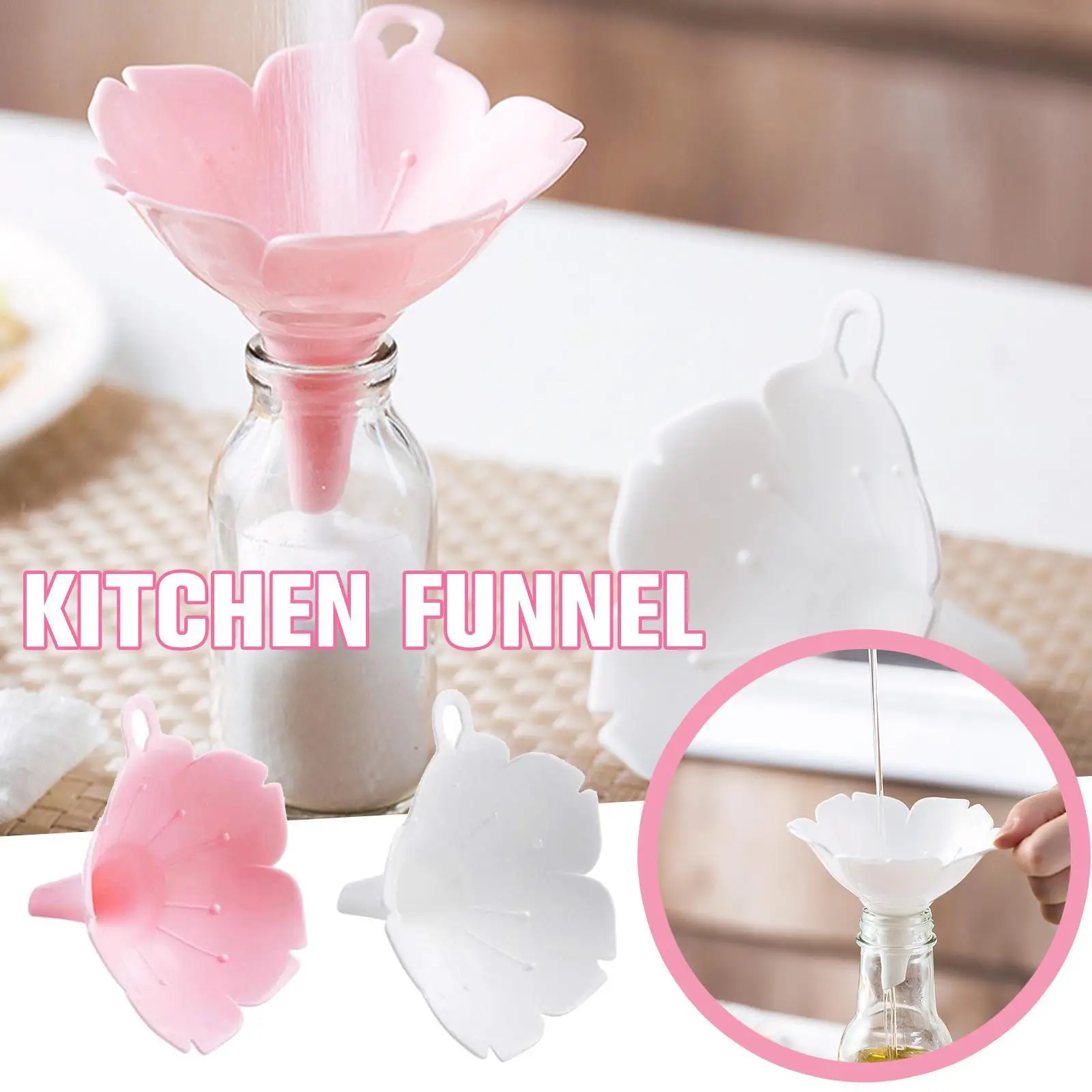 

2pcs/set Kitchen Blossom Style Funnels Home Olive Oil Condiments Liquid Powder Dispenser Kitchen Accessories