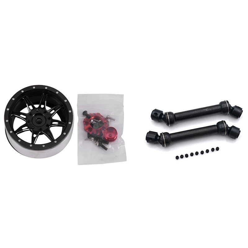 

4Pcs Metal Wheel Rim 1.9 Inch Beadlock For 1/10 Axial Scx10 90046 & 2PCS 86-126Mm Metal Steel Universal Drive Shaft