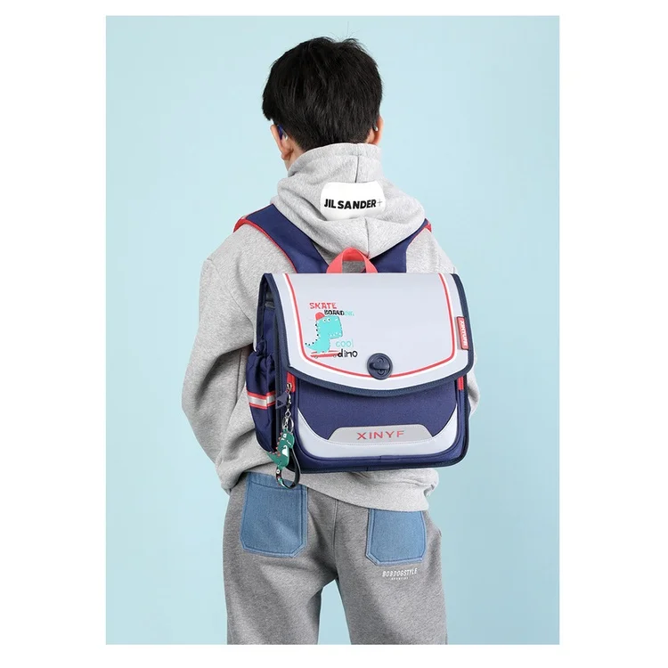 New Grade 1-4 Children Horizontal British Style Schoolbags Girls Boys Primary School Students Unicorn Dinosaur Backpacks Hot