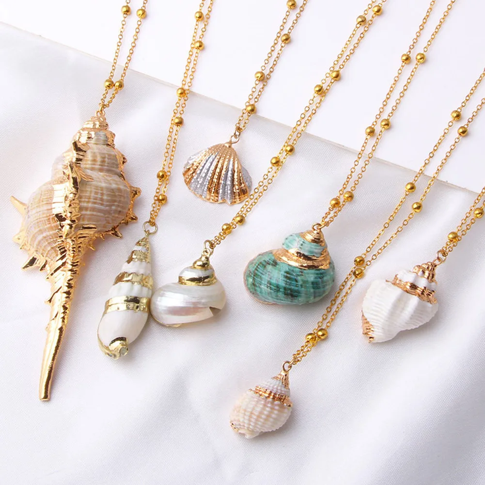 

Boho Necklace For Women Fashion Conch Shell Pendant Necklace Sea Beach Natural Necklaces Pendant Jewelry Gifts Enjoy Summer