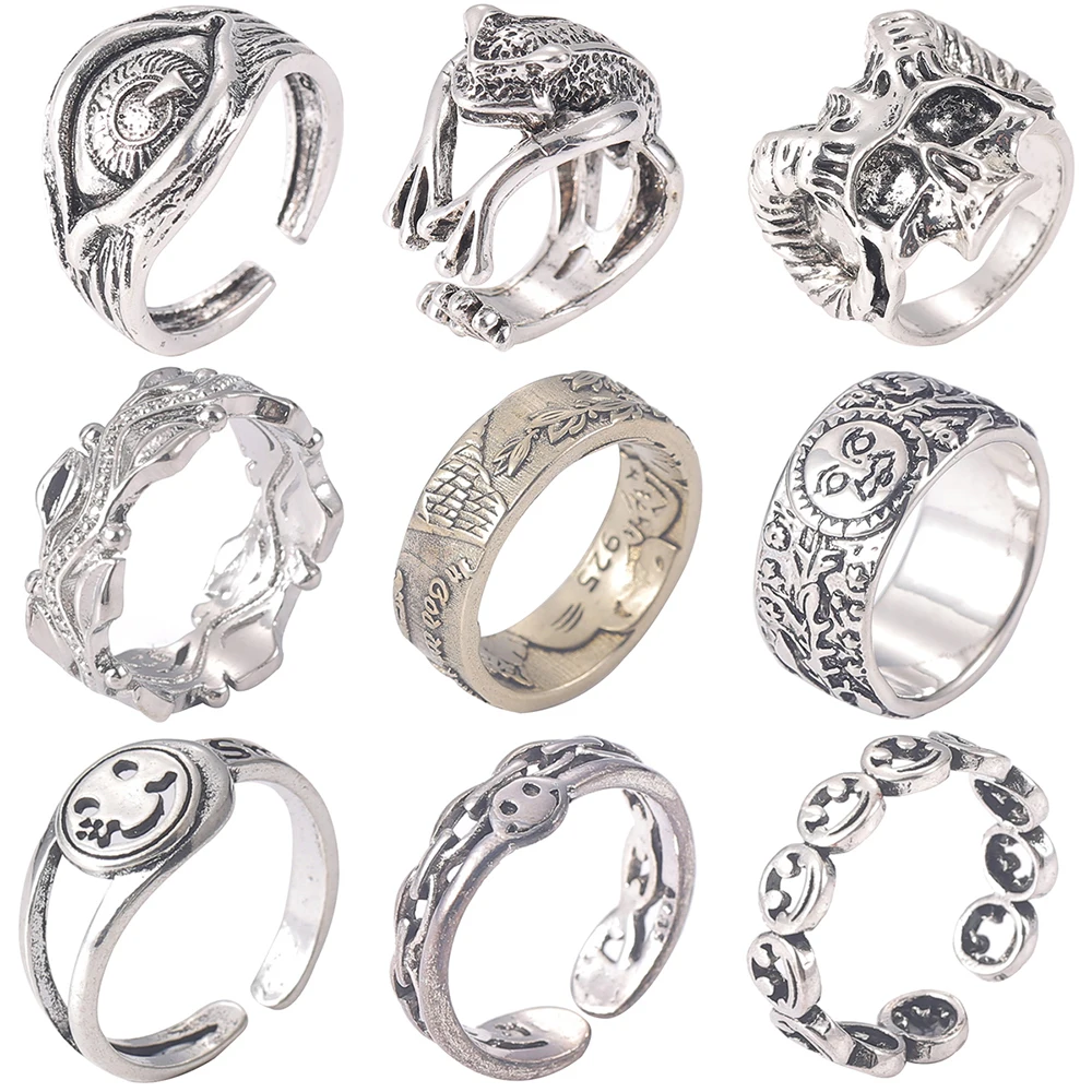 

Hip Hop Punk Men Women Skull Heart Smile Frog Claw Zinc Alloy Unique Design Rings For Vintage Metal Party Jewelry Gift Rings