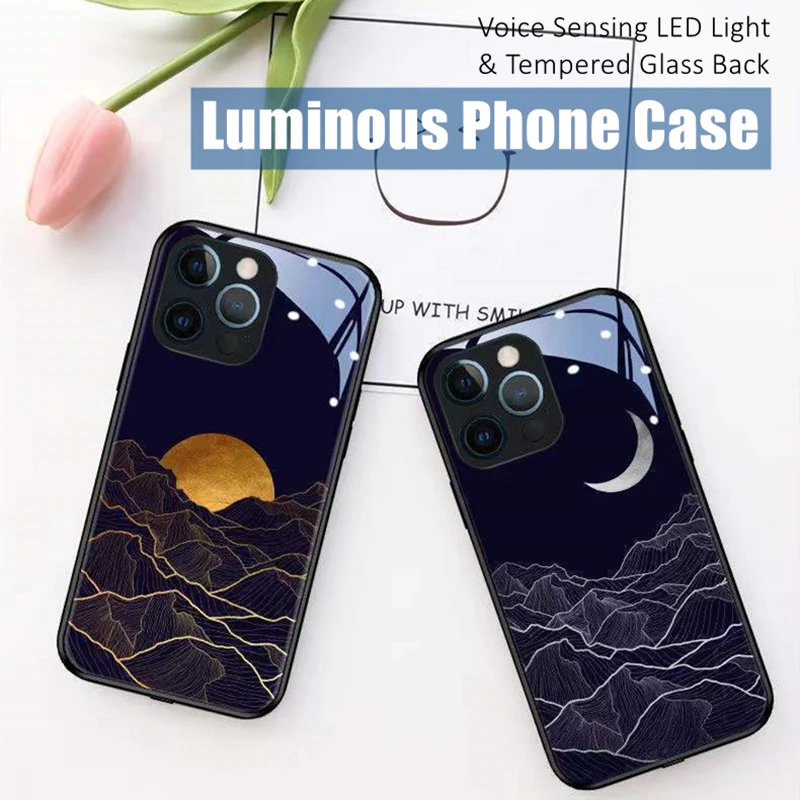 

Couple Moon and Sun LED Light Luminous Phone Case for Samsung Galaxy S20 S21 S22 S23 Note10 Note20 A51 A52 A71 A72 Plus Ultra