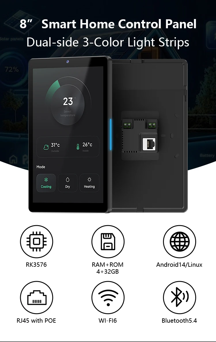 Фото Умный Wi-Fi монитор качества воздуха Heiman Home с сенсорным экраном 8 дюймов IPS, ОС Android и датчиком CO2 для решений умного дома №5