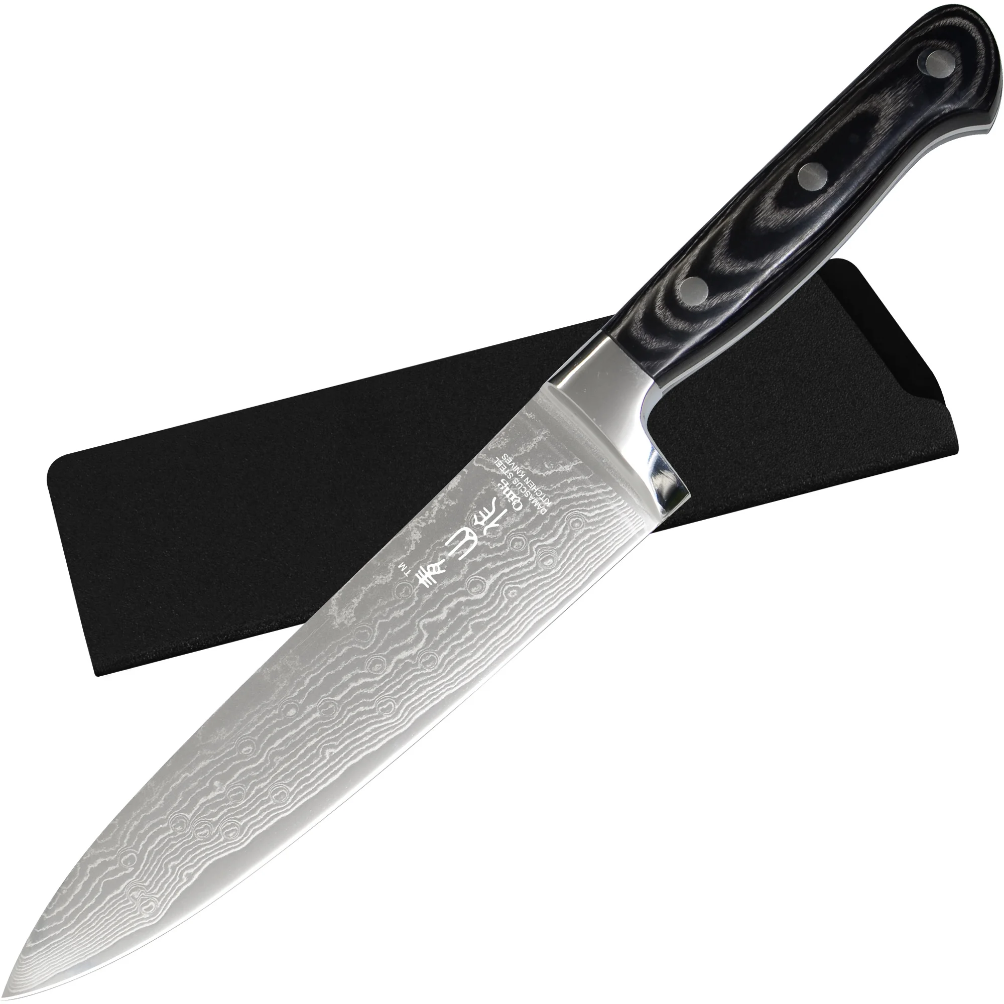 

XYJ полный нож шеф-повара из дамасской стали, 8 дюймов, кухонные ножи, бритва, острый лезвие Vg10 с полной деревянной ручкой, поставляется с крышкой