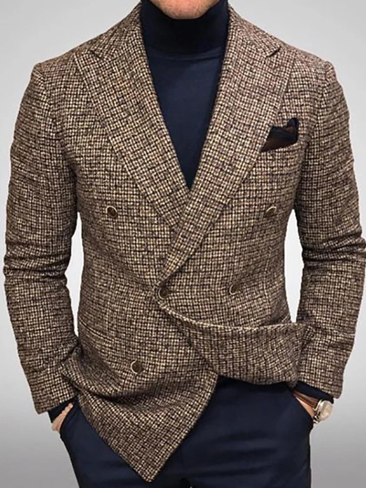 Men's Plaid Print Blazer  Fashion Casual Slim Wedding Party High Quality Long Sleeve Suits Jacket Men's Clothing Blazer 2022