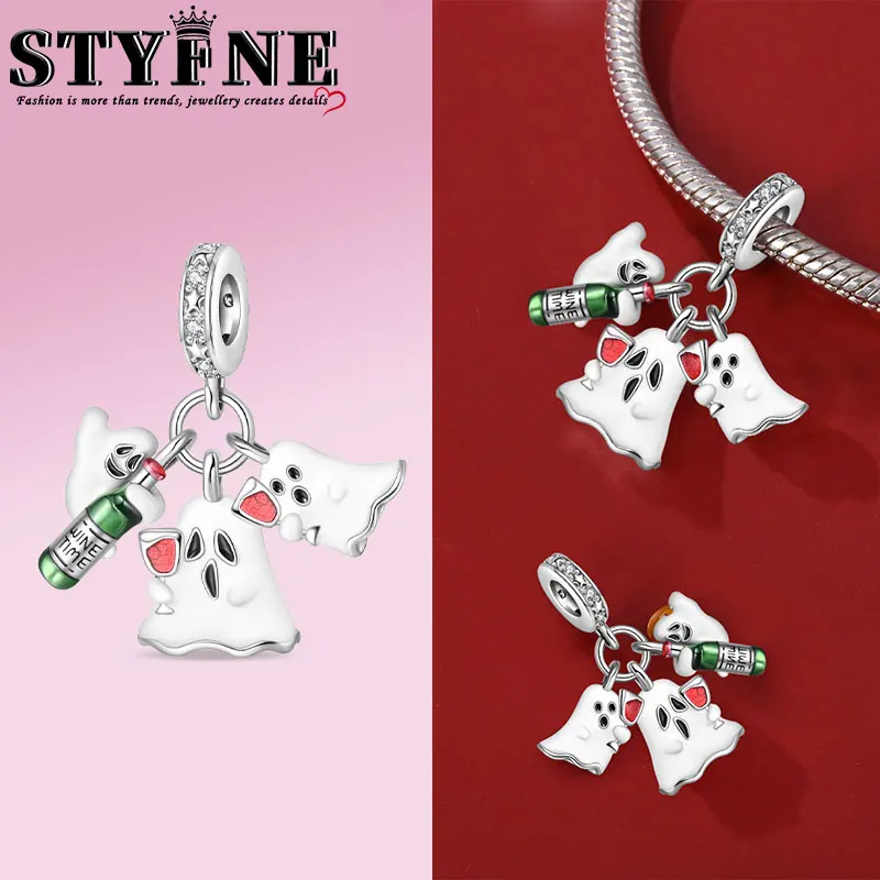 Спиртовые бусины для друзей из стерлингового серебра 925 пробы светящиеся символы