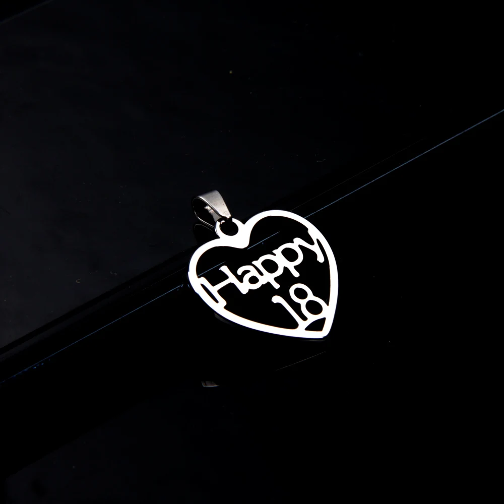

XHN 10pcs/lot Stainless Steel Happy Pendant for Making Necklace For Women Man Charm DIY Jewelry Accessories Wholesale DZ-3008