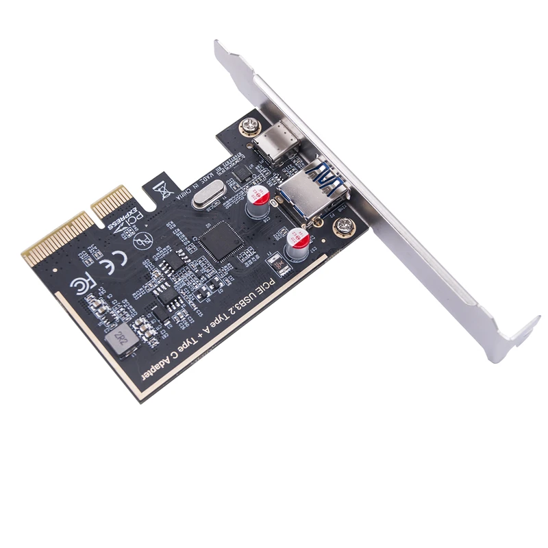 Фото PCIE USB 3.2 GEN2 10G + адаптер Type C 10G PCI Express X4 Карта расширения Riser ASM1142 Чип-контроллер + низкий кронштейн для настольных ПК №5