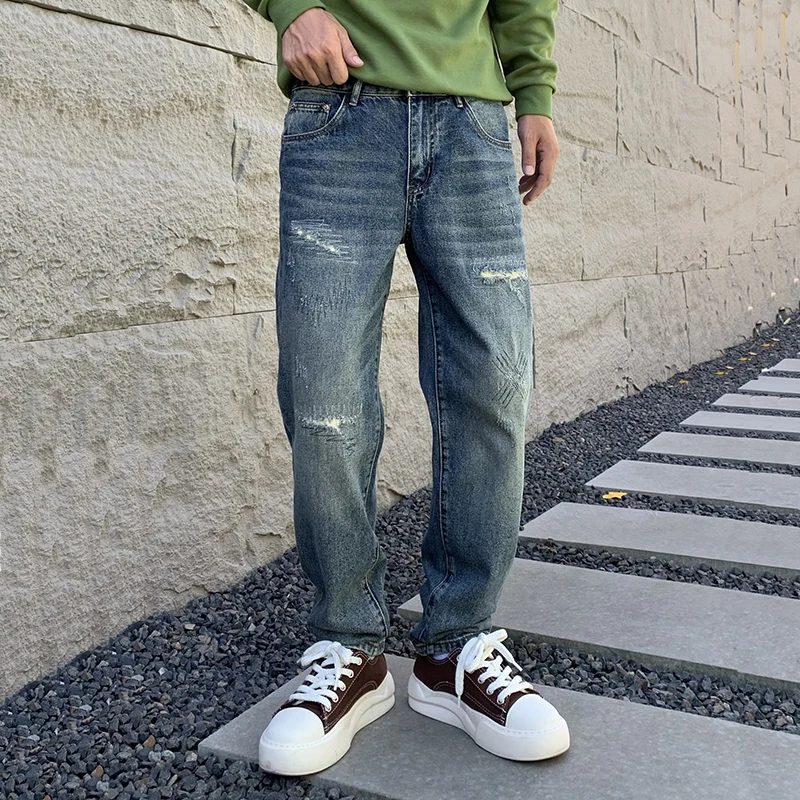 Новинка осени 2024 повседневные свободные мужские джинсы в американском стиле