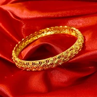 new hollow sand gold bracelet phoenix tail buckle wedding copper material thick gold vacuum plating non fading wedding bracelet