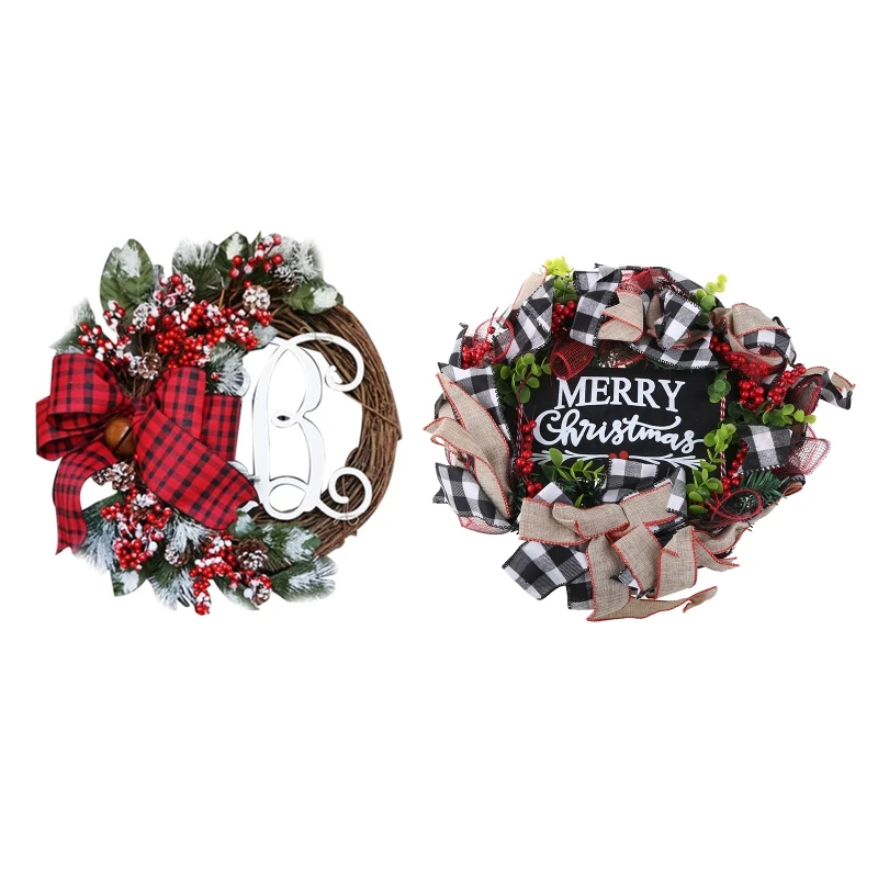 

Рождественский венок из ротанга, круглая декоративная дверь, подвесное украшение для праздника на зиму