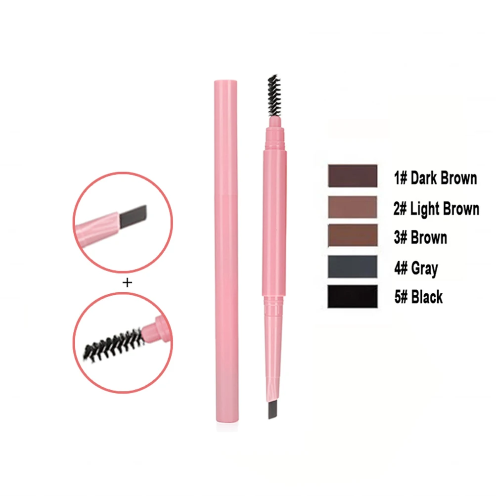 

Pink Tube No Smudge Waterproof Pigment Private Label Double-ended Eyebrow Pencil Make Up Custom Eye Brow Pen Bulk Makeup